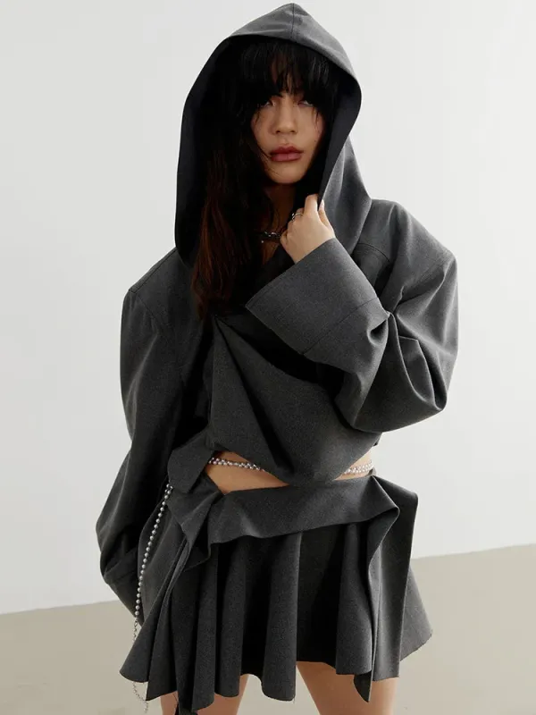 Sayua Cropped Hooded Jacket by Marigold Shadows sold by Deluxxie