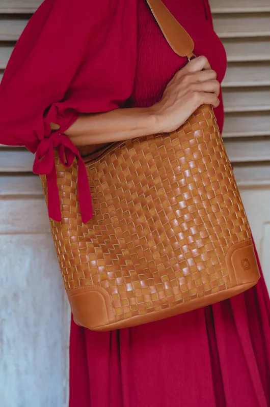 Soho Lane Woven Leather Shoulder Bag by Bali ELF made by Deluxxie