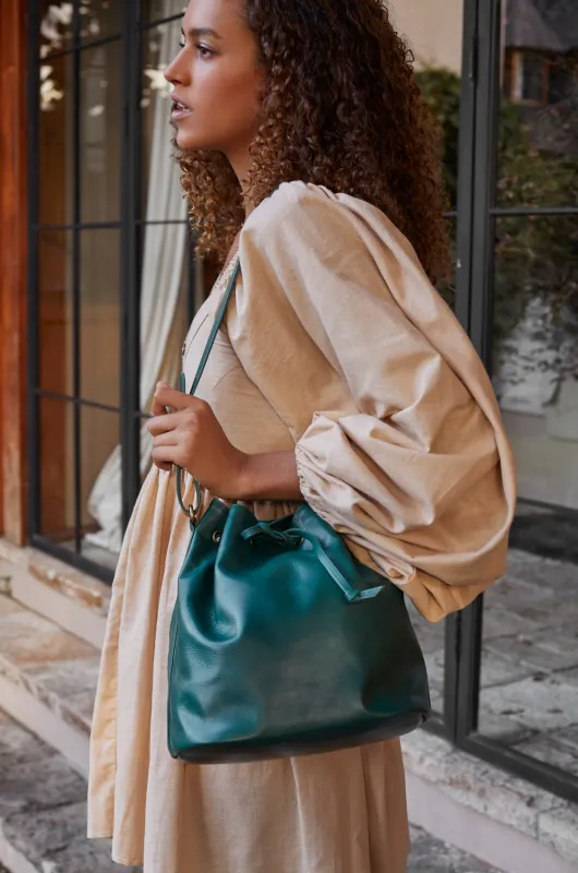 Geneva Drawstring Leather Bag by Bali ELF sold by Deluxxie