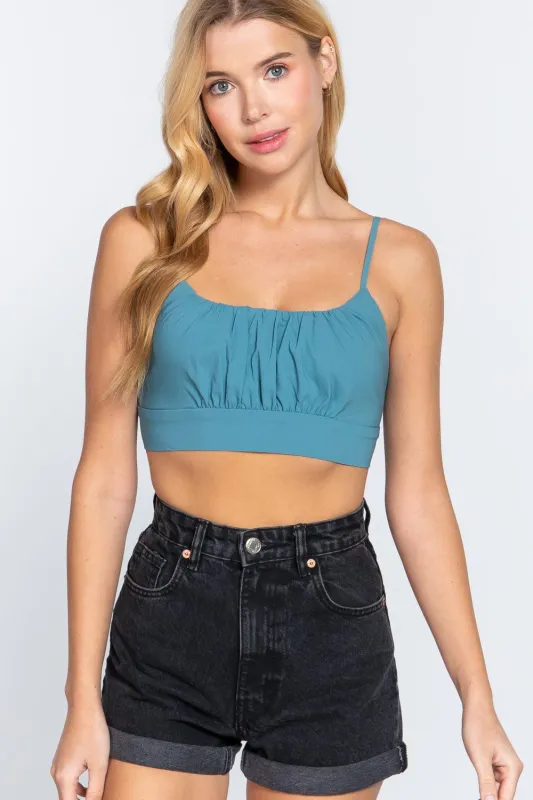 Back Ribbon Tie Cami Crop Top by VYSN sold by Deluxxie