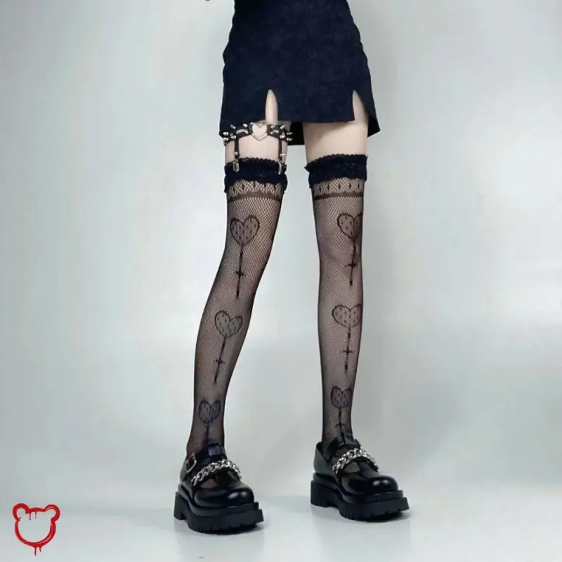 Black Lace Gothic Lolita Socks by The Cursed Closet sold by Deluxxie