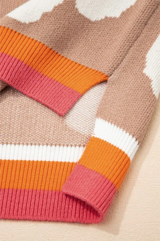 Flower Colorblock Contrast Stripe Baggy Sweater sold by Deluxxie product image thumbnail 4