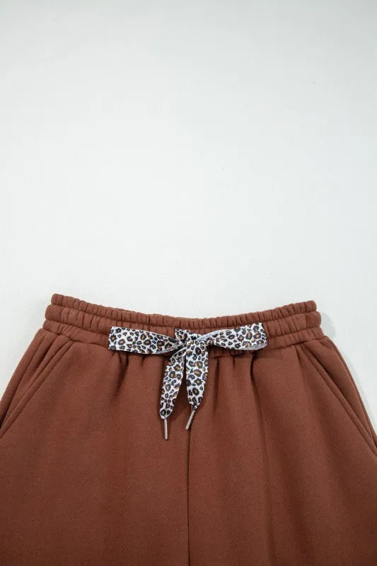 Leopard Drawstring Fleece Lined Elastic Waist Pant sold by Deluxxie product image thumbnail 5