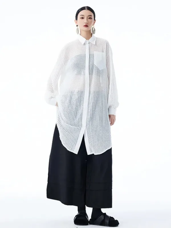 Hashtown Mesh Long Sleeve Shirt by Marigold Shadows sold by Deluxxie