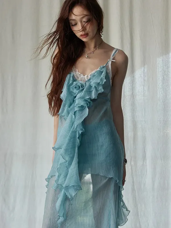 Sebree Ruffle Tank Top by Marigold Shadows sold by Deluxxie