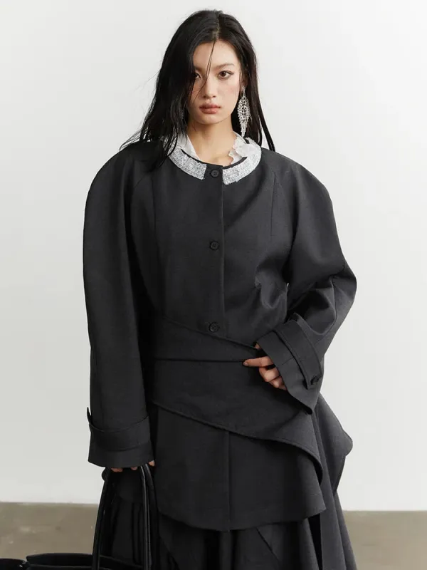 Sharka Belted Blazer by Marigold Shadows sold by Deluxxie