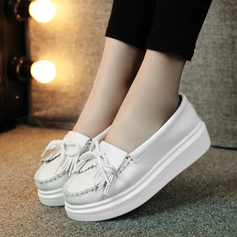 Moeerue Platform Moccasins - White by Marigold Shadows sold by Deluxxie product image thumbnail 5