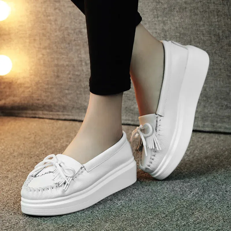 Moeerue Platform Moccasins - White by Marigold Shadows sold by Deluxxie product image thumbnail 2