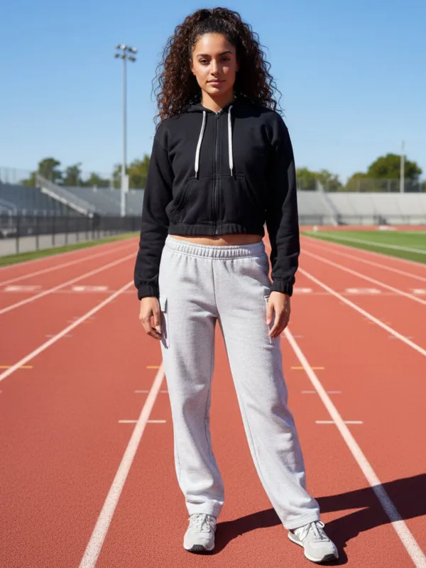 CARGO STRAIGHT LEG FLEECE PANTS by Kadi sold by Deluxxie