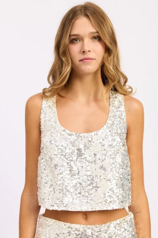 CROPPED SEQUIN TANK TOP sold by Deluxxie