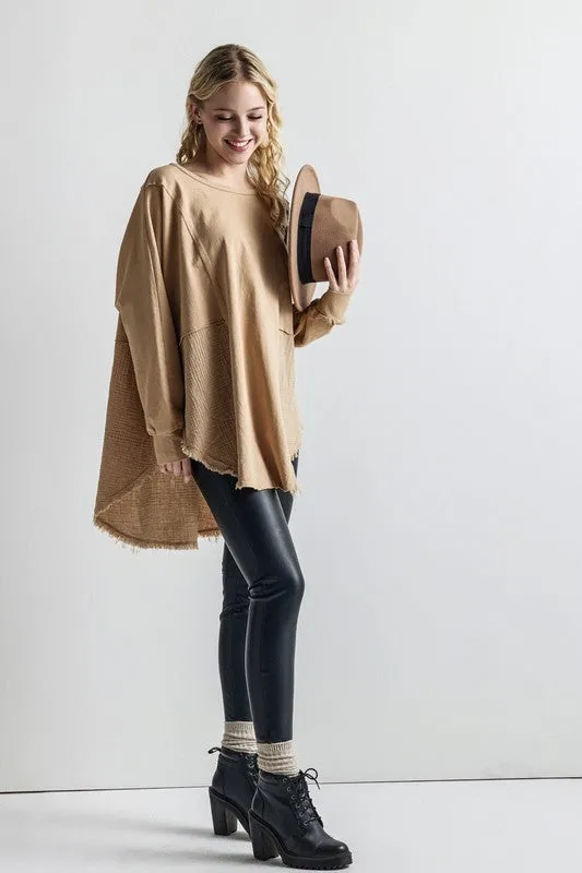 Comfy Oversized Round Side Slit Contrast Top sold by Deluxxie product image thumbnail 5