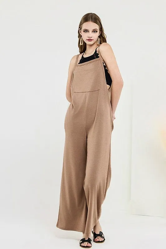 Plus Boho Terry Wide Leg Jumpsuits with Pocket sold by Deluxxie product image thumbnail 3