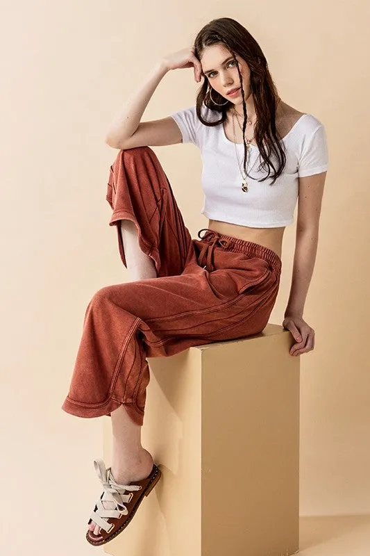 Dolphin Tail Wide Leg Mineral Washed Pants sold by Deluxxie product image thumbnail 3