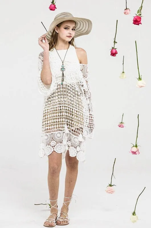 Lace-Up Crochet cotton Tunic Dress sold by Deluxxie product image thumbnail 4