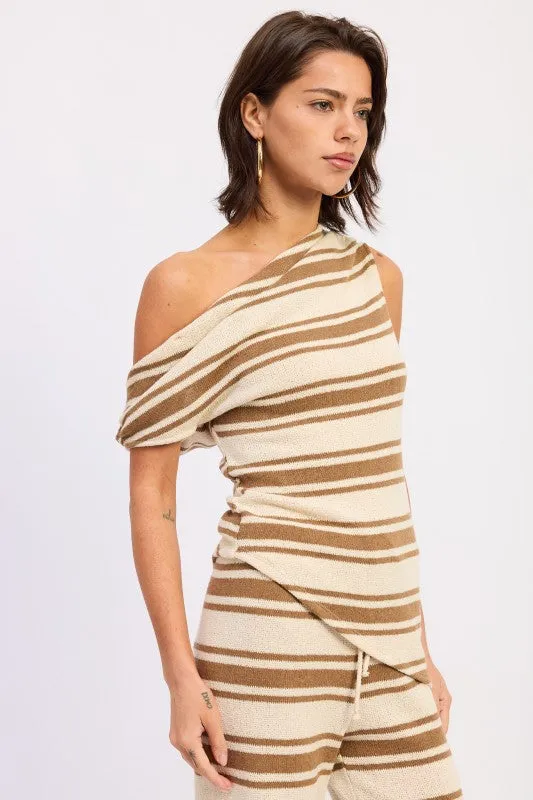ASYMMETRICAL STRIPPED KNIT TOP sold by Deluxxie product image thumbnail 5