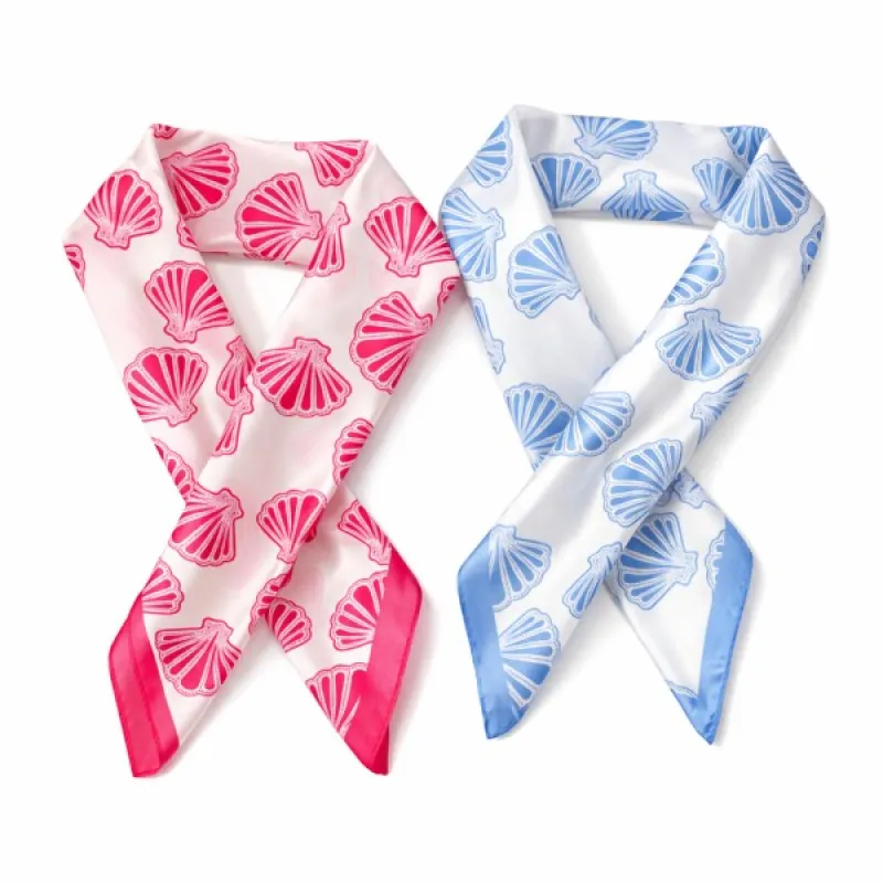 Coastal Breeze Shell Print Scarf – Classic Square made by Deluxxie