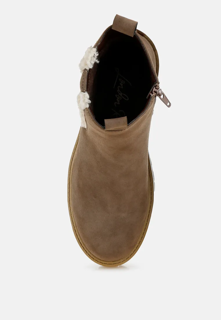 Faux Fur Detail Chunky Ankle Boots by RAG sold by Deluxxie product image thumbnail 4