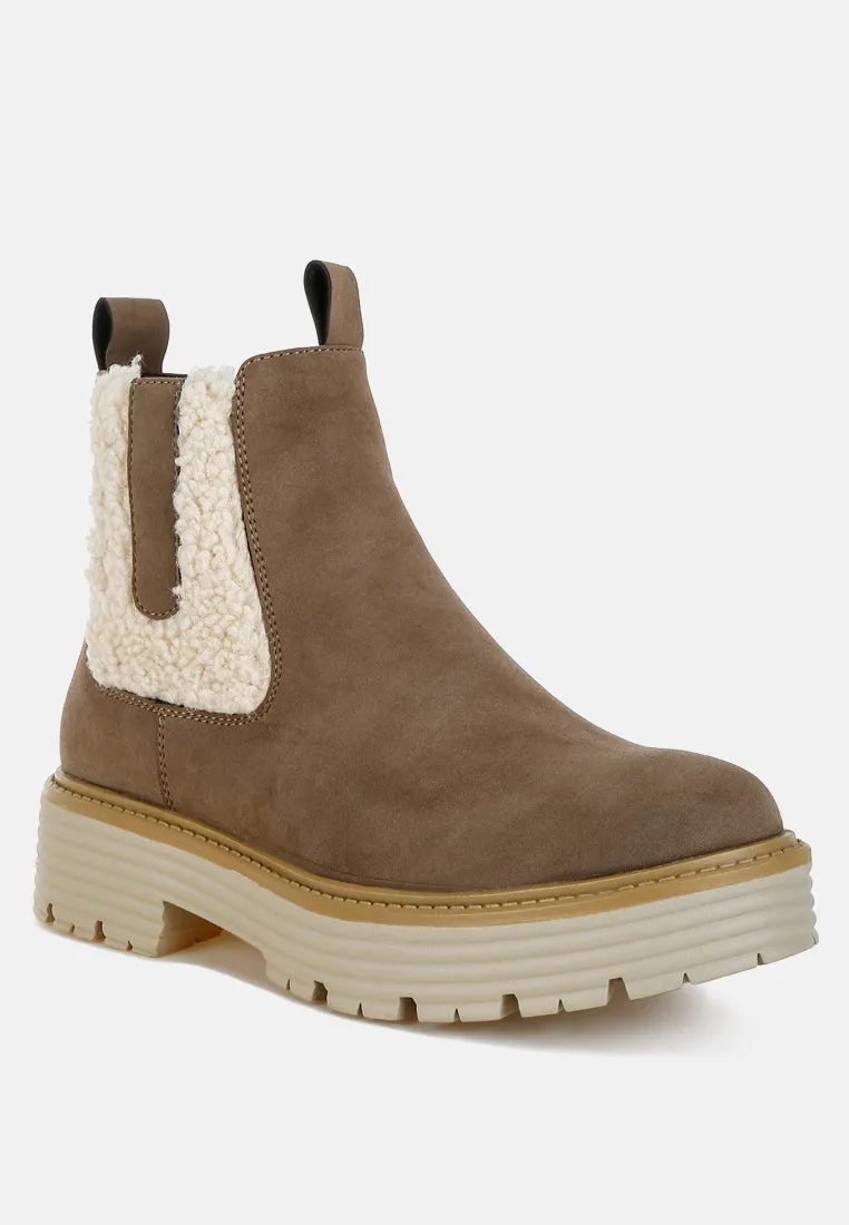 Faux Fur Detail Chunky Ankle Boots by RAG sold by Deluxxie product image thumbnail 2