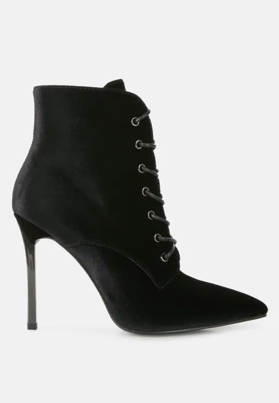 Velvet High Heeled Velvet Boots by RAG made by Deluxxie