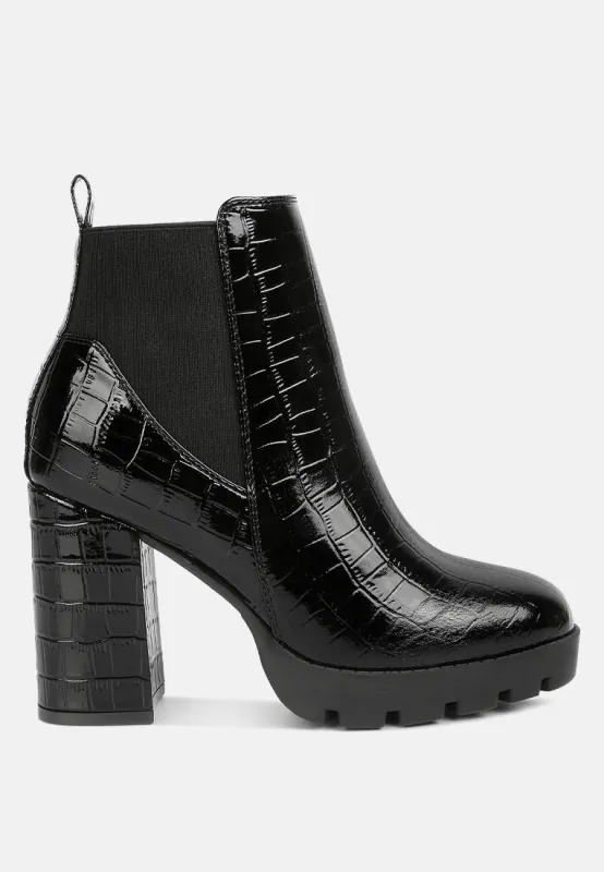 Foxy Faux Leather Croc Chelsea Boots by RAG made by Deluxxie
