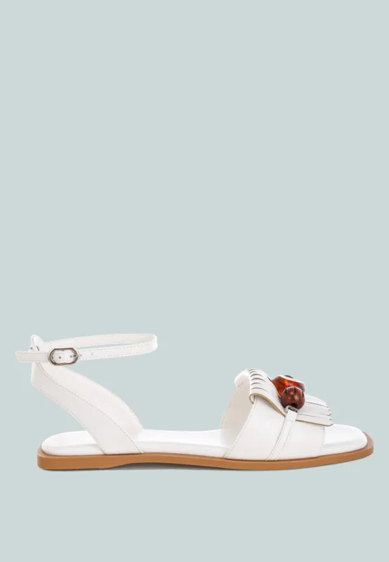 Morgine Beaded Flat Sandals made by Deluxxie