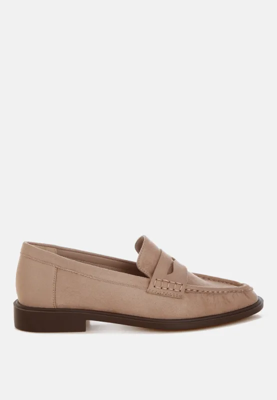 Fhalko Penny Strap Low Block Heel Loafers made by Deluxxie
