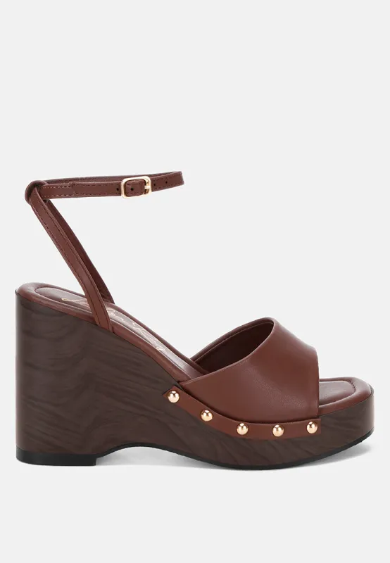 Colada Ankle Strap Studded Wedges made by Deluxxie
