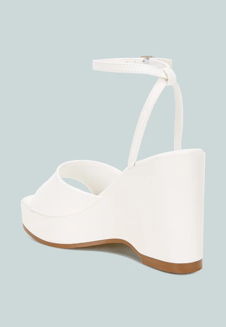 Sangria Solid Platform Faux Leather Wedges sold by Deluxxie product image thumbnail 4
