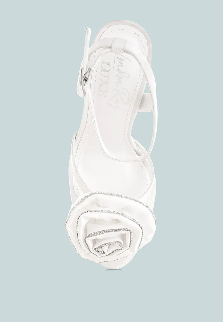 Candela Floral Rhinestone Accent Heel Sandals sold by Deluxxie product image thumbnail 4