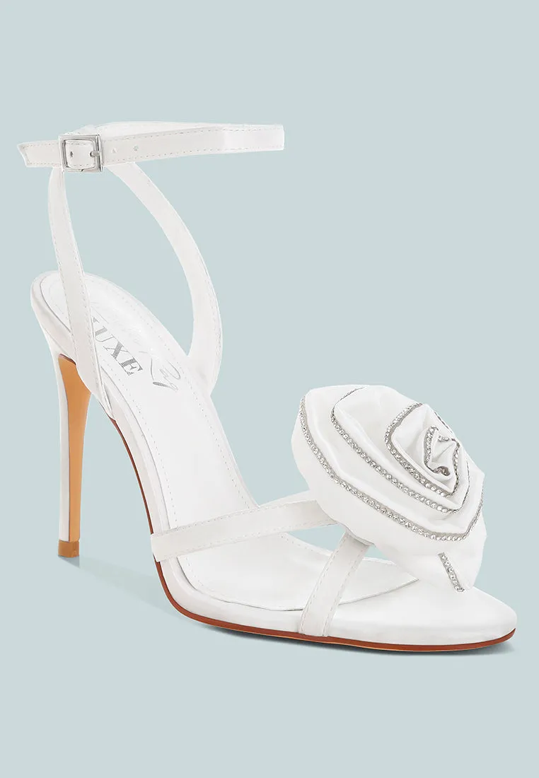 Candela Floral Rhinestone Accent Heel Sandals sold by Deluxxie product image thumbnail 2