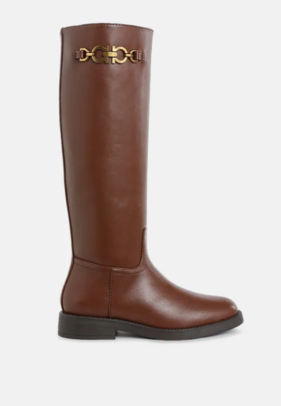 Metal Chain Link Detail Calf Boots by RAG made by Deluxxie