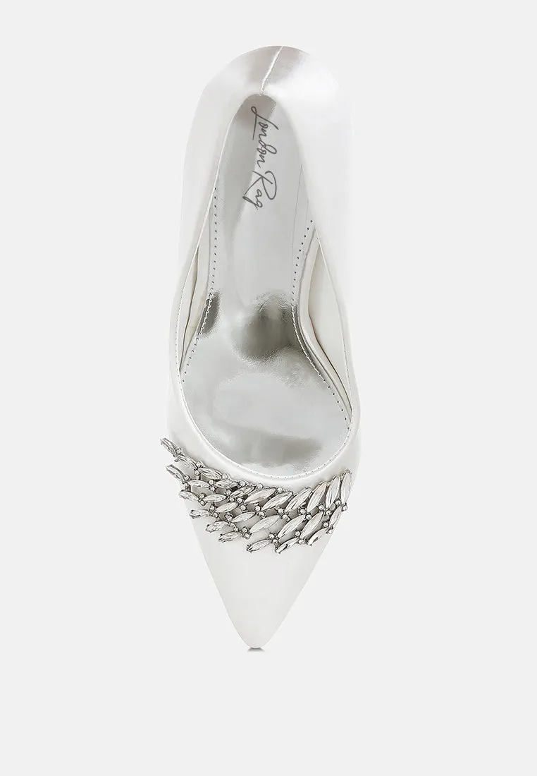 Diamante Brooch Detail Satin Pumps by Rag sold by Deluxxie product image thumbnail 4