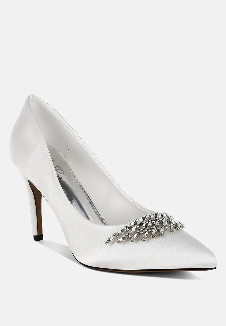 Diamante Brooch Detail Satin Pumps by Rag sold by Deluxxie product image thumbnail 2