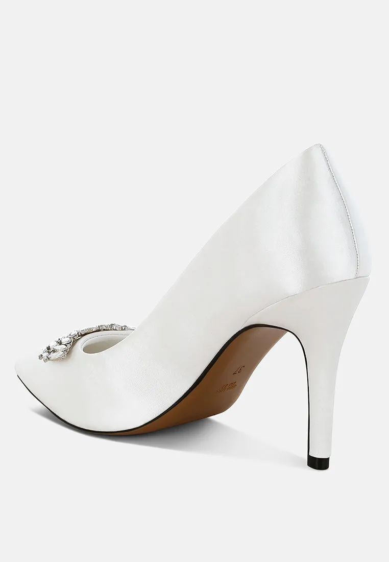 Diamante Brooch Detail Satin Pumps by Rag sold by Deluxxie product image thumbnail 3