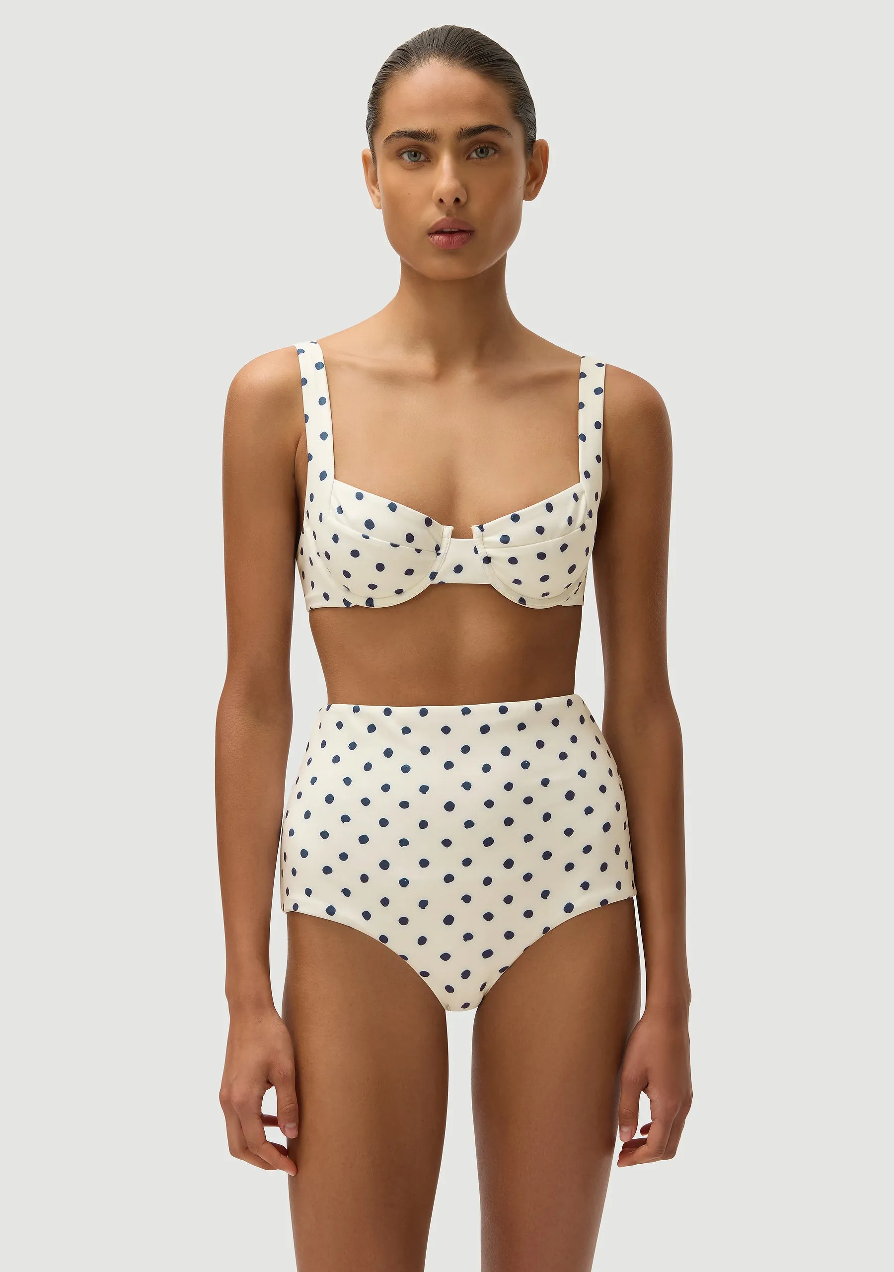 Marco Bottom | Cream Polka Navy sold by Fella product image thumbnail 4