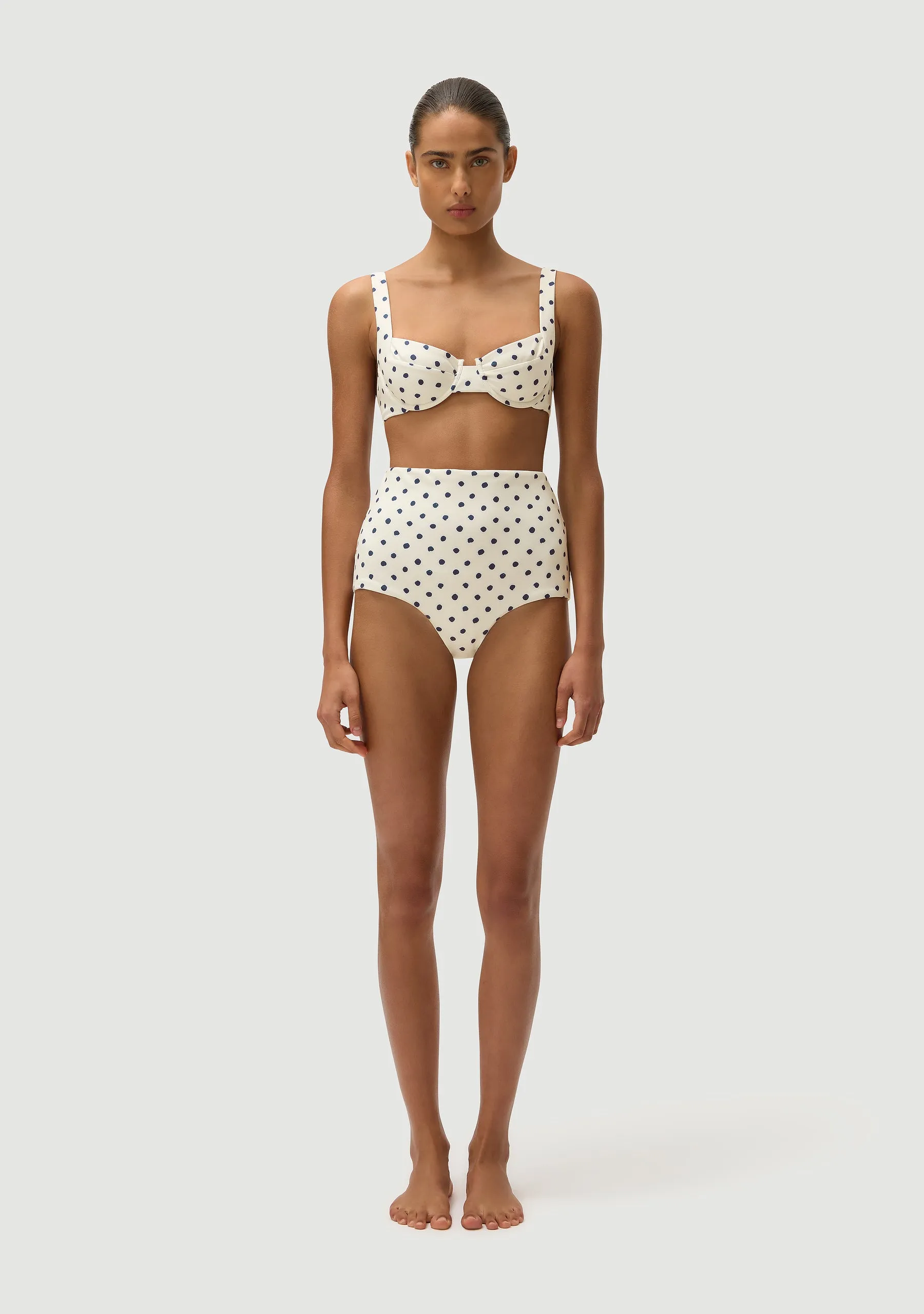 Marco Bottom | Cream Polka Navy sold by Fella product image thumbnail 2