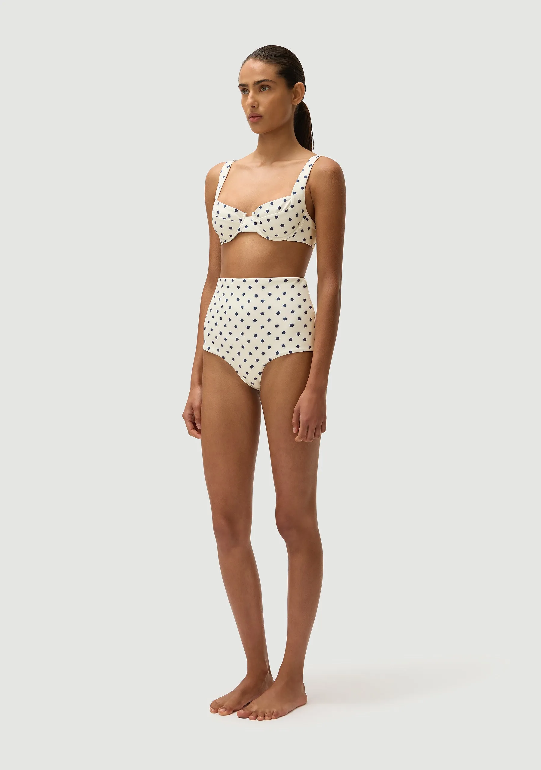 Marco Bottom | Cream Polka Navy sold by Fella product image thumbnail 3