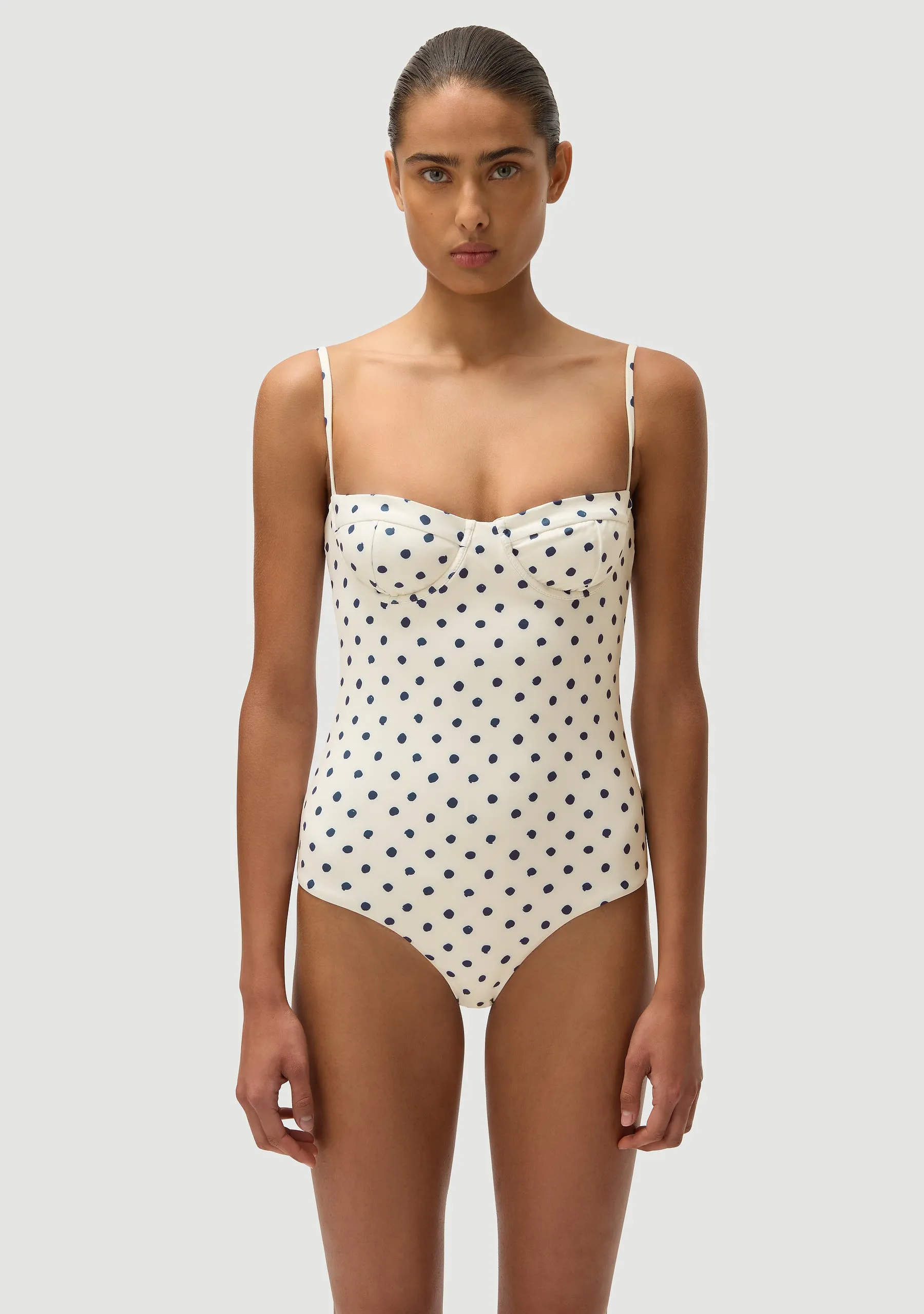 Dolce Full Piece | Cream Polka Navy sold by Fella product image thumbnail 5
