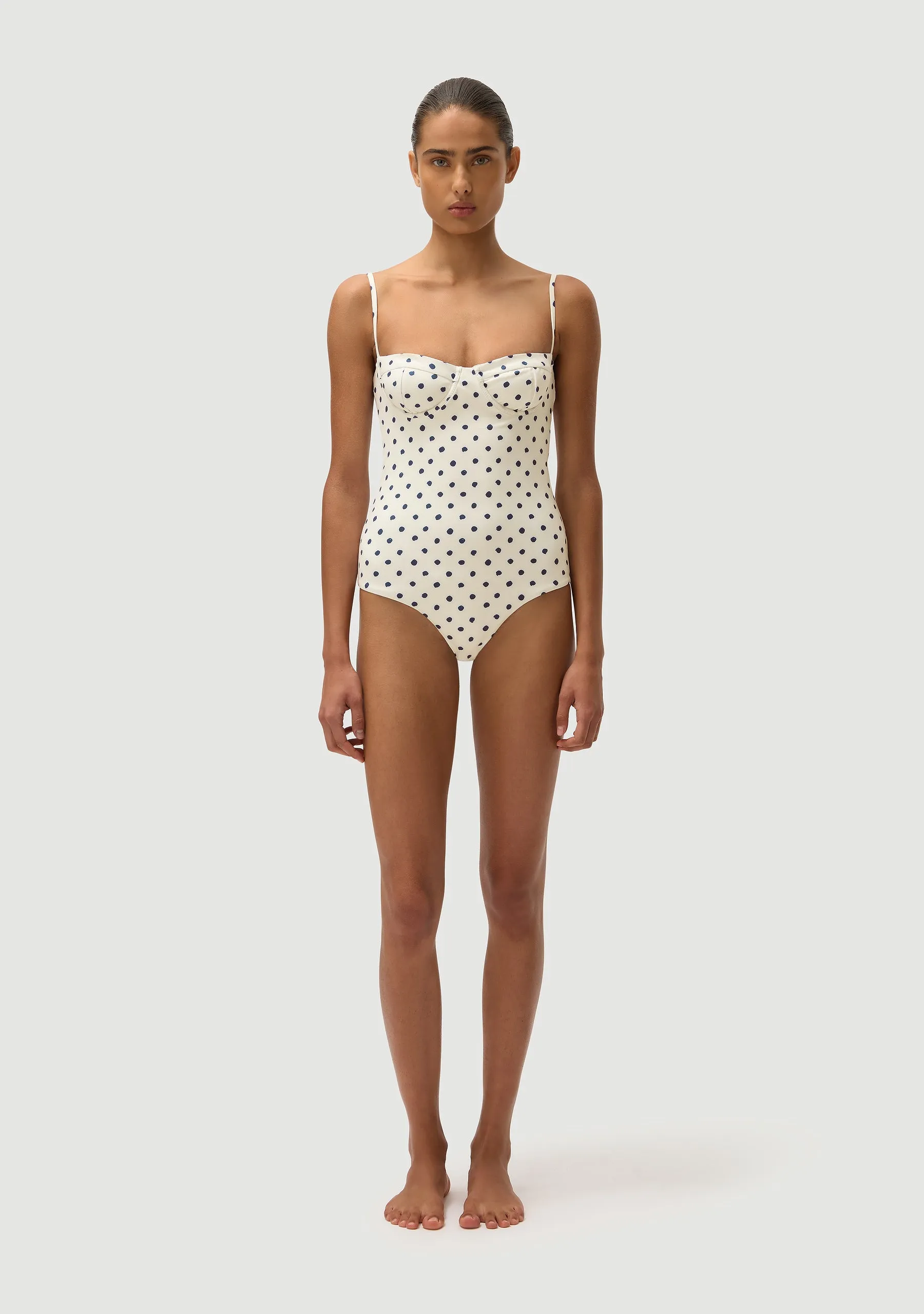 Dolce Full Piece | Cream Polka Navy sold by Fella product image thumbnail 2