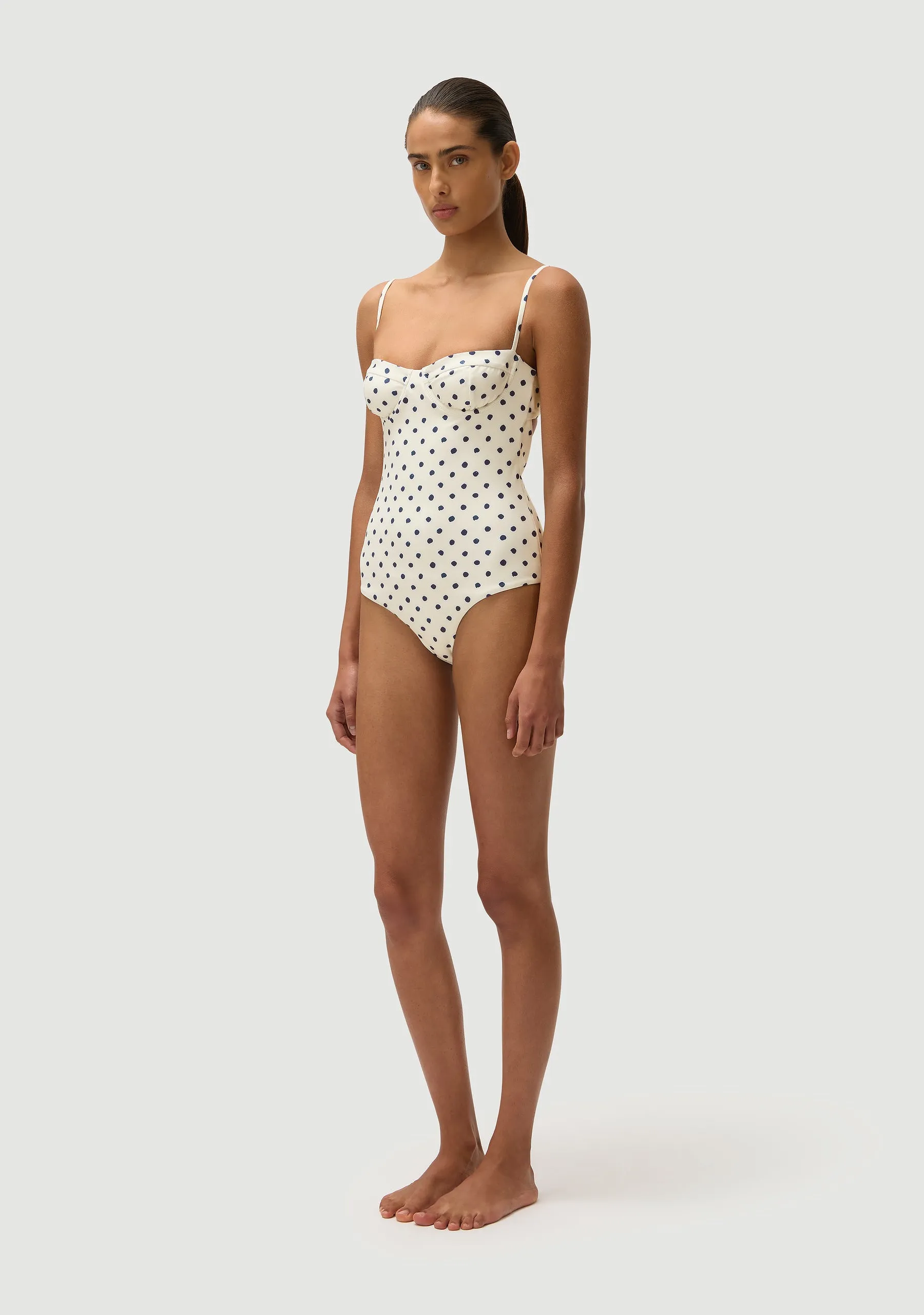 Dolce Full Piece | Cream Polka Navy sold by Fella product image thumbnail 3