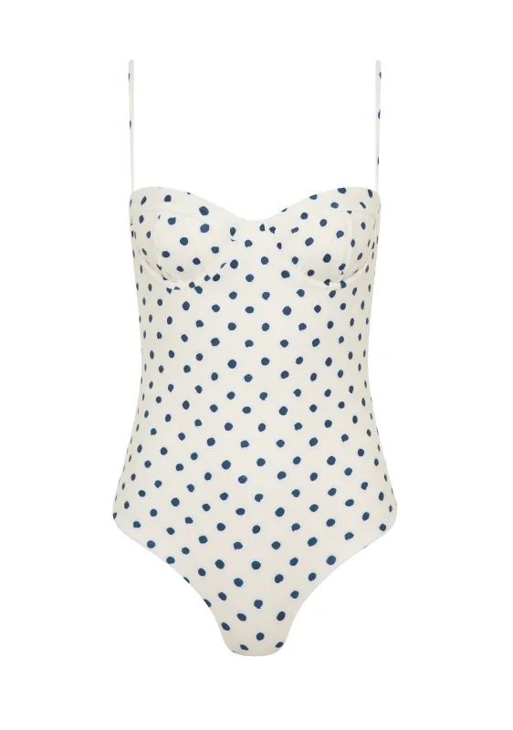 Dolce Full Piece | Cream Polka Navy made by Fella