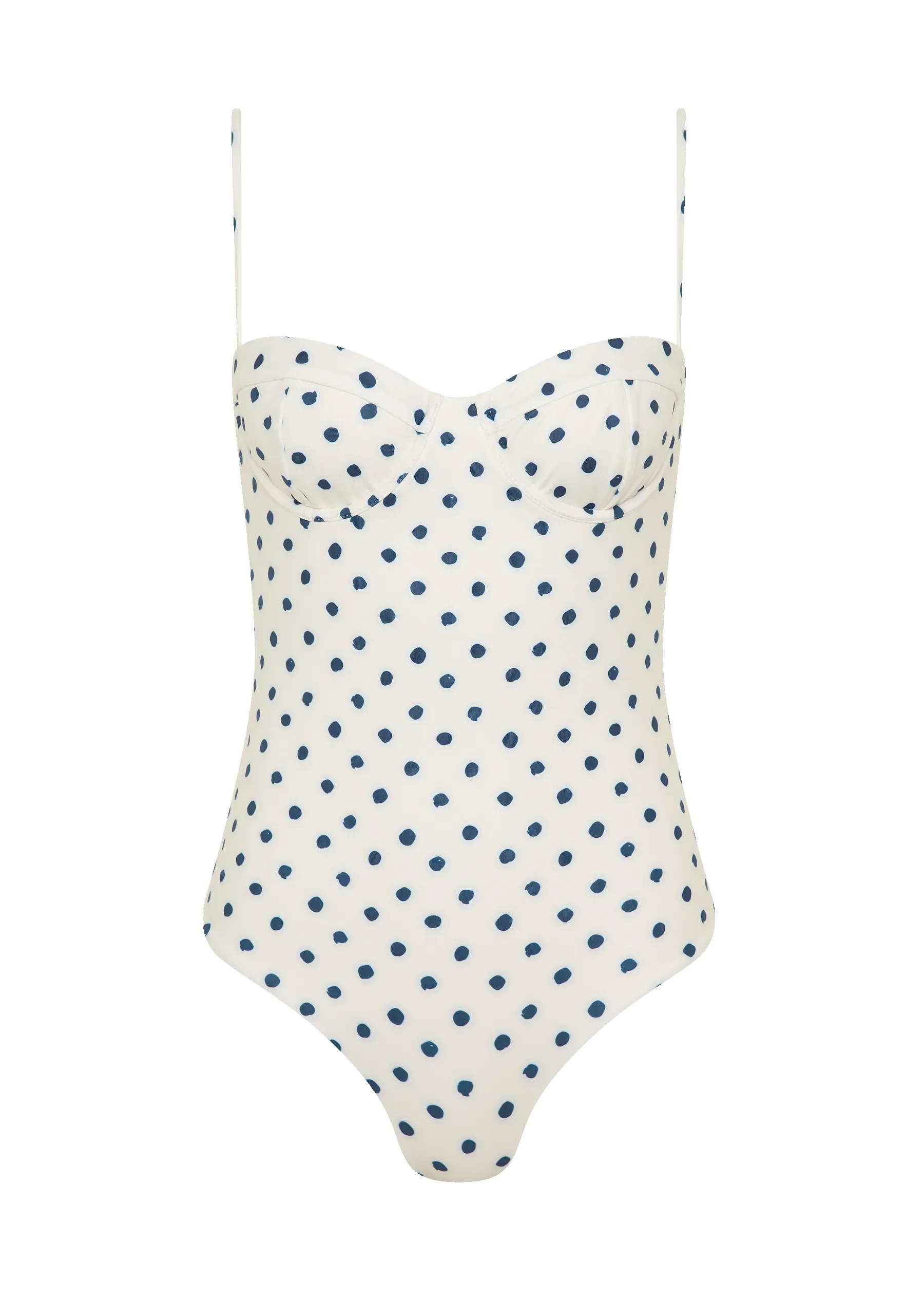 Dolce Full Piece | Cream Polka Navy sold by Fella