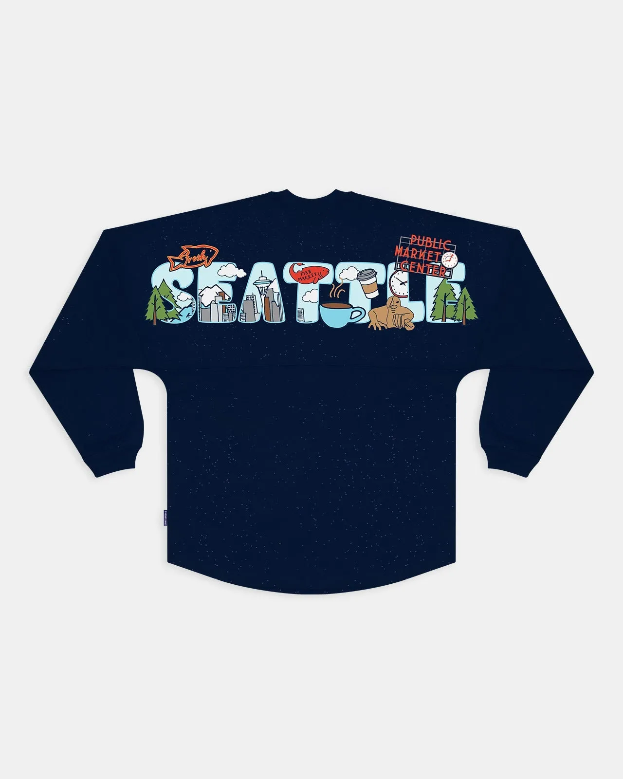 Seattle Painted Cityscape Sparkle Wash Spirit Jersey® sold by Spirit Jersey
