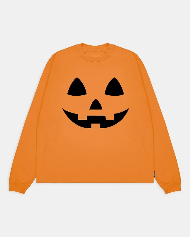 Jack-o'-lantern Good Spirit Crew Long Sleeve Graphic Tee made by Spirit Jersey