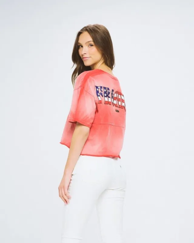 Freedom Vintage Red Cropped Short Sleeve Spirit Jersey® made by Spirit Jersey