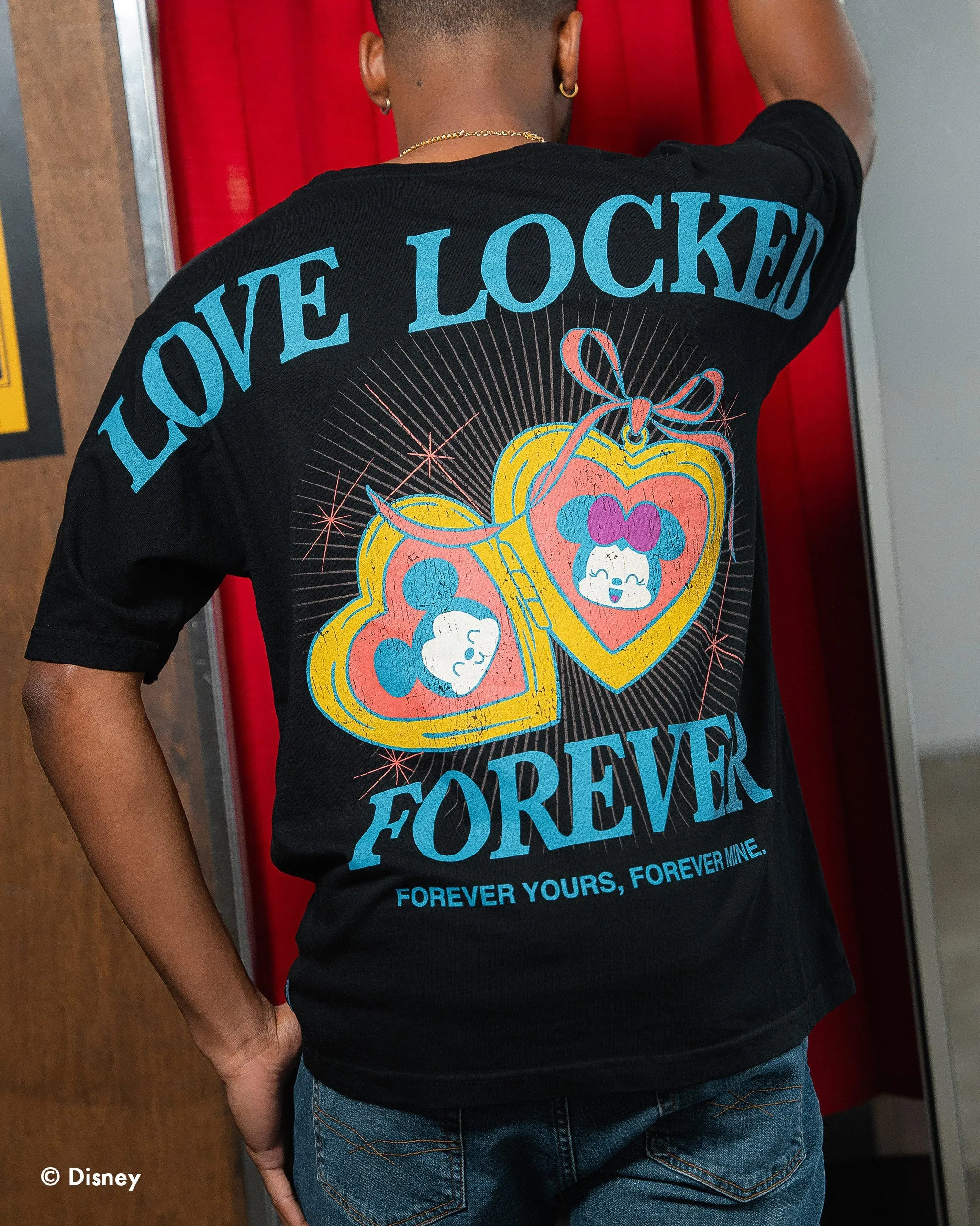 Disney's Mickey Mouse & Minnie Mouse Love Locked Relaxed Tee Black sold by Spirit Jersey product image thumbnail 3