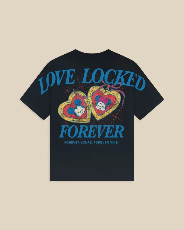 Disney's Mickey Mouse & Minnie Mouse Love Locked Relaxed Tee Black made by Spirit Jersey