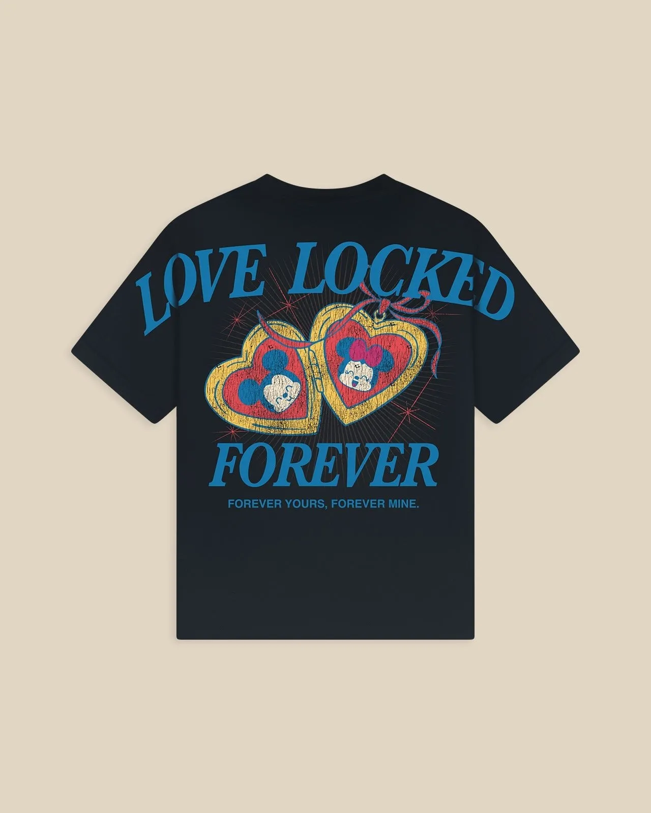Disney's Mickey Mouse & Minnie Mouse Love Locked Relaxed Tee Black sold by Spirit Jersey