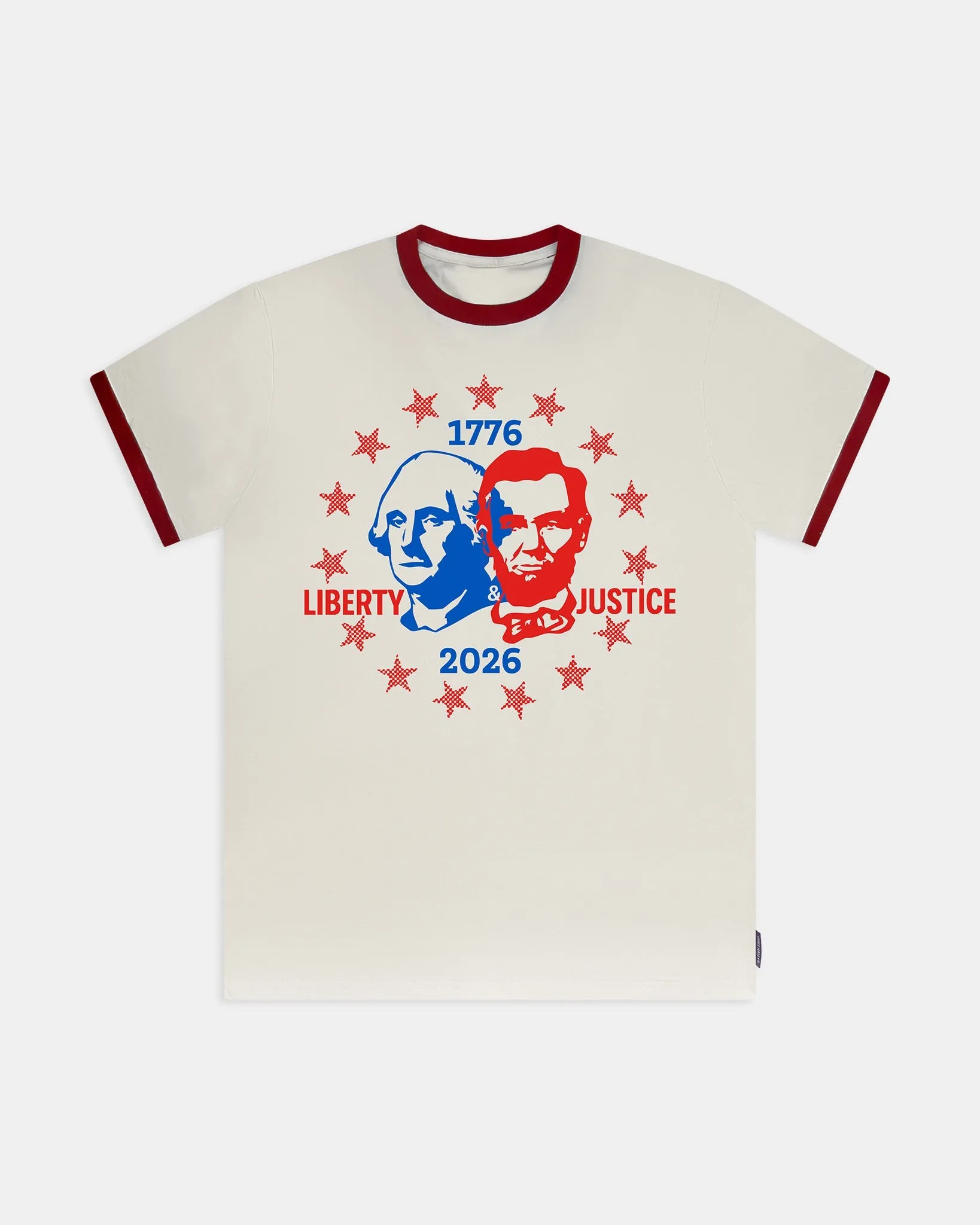 Liberty & Justice America 250 Ringer Tee sold by Spirit Jersey