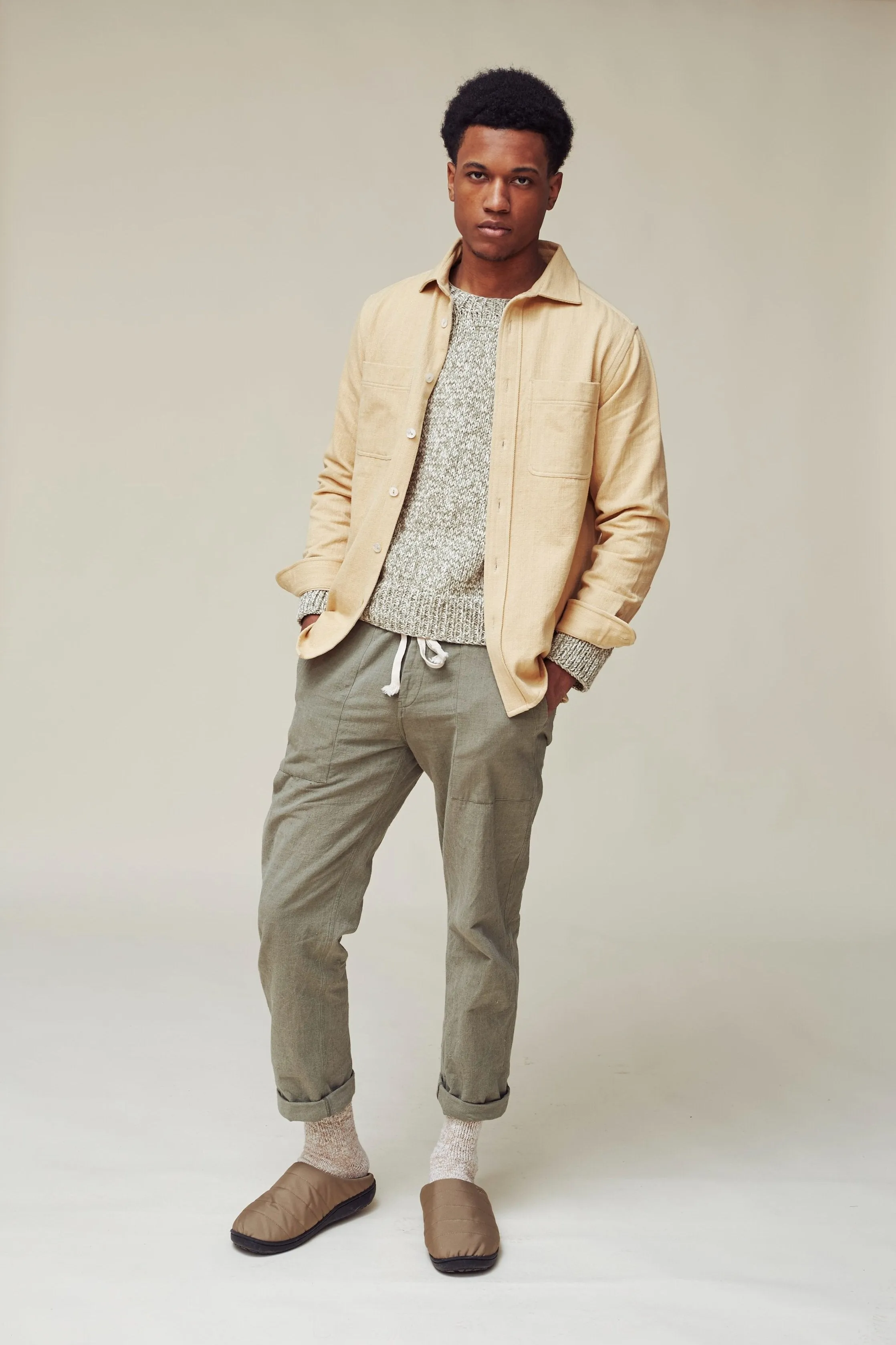 AMES WORKSHIRT desert sand handwoven denim sold by Indi and Ash product image thumbnail 2
